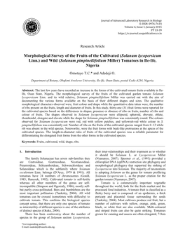 Morphological Survey of the Fruits of the Cultivated Solanum