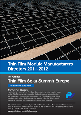 Thin Film Module Manufacturers Directory 2011-2012