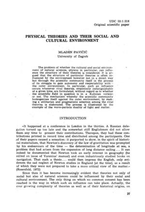 Physical Theories and Their Social and Cultural Environment
