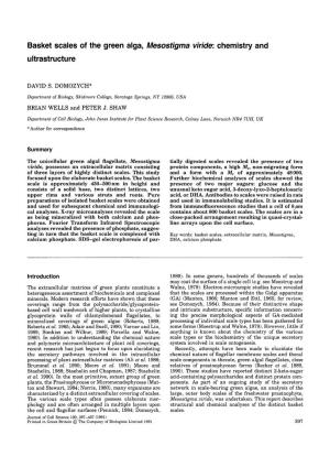 Basket Scales of the Green Alga, Mesostigma Viride: Chemistry and Ultrastructure