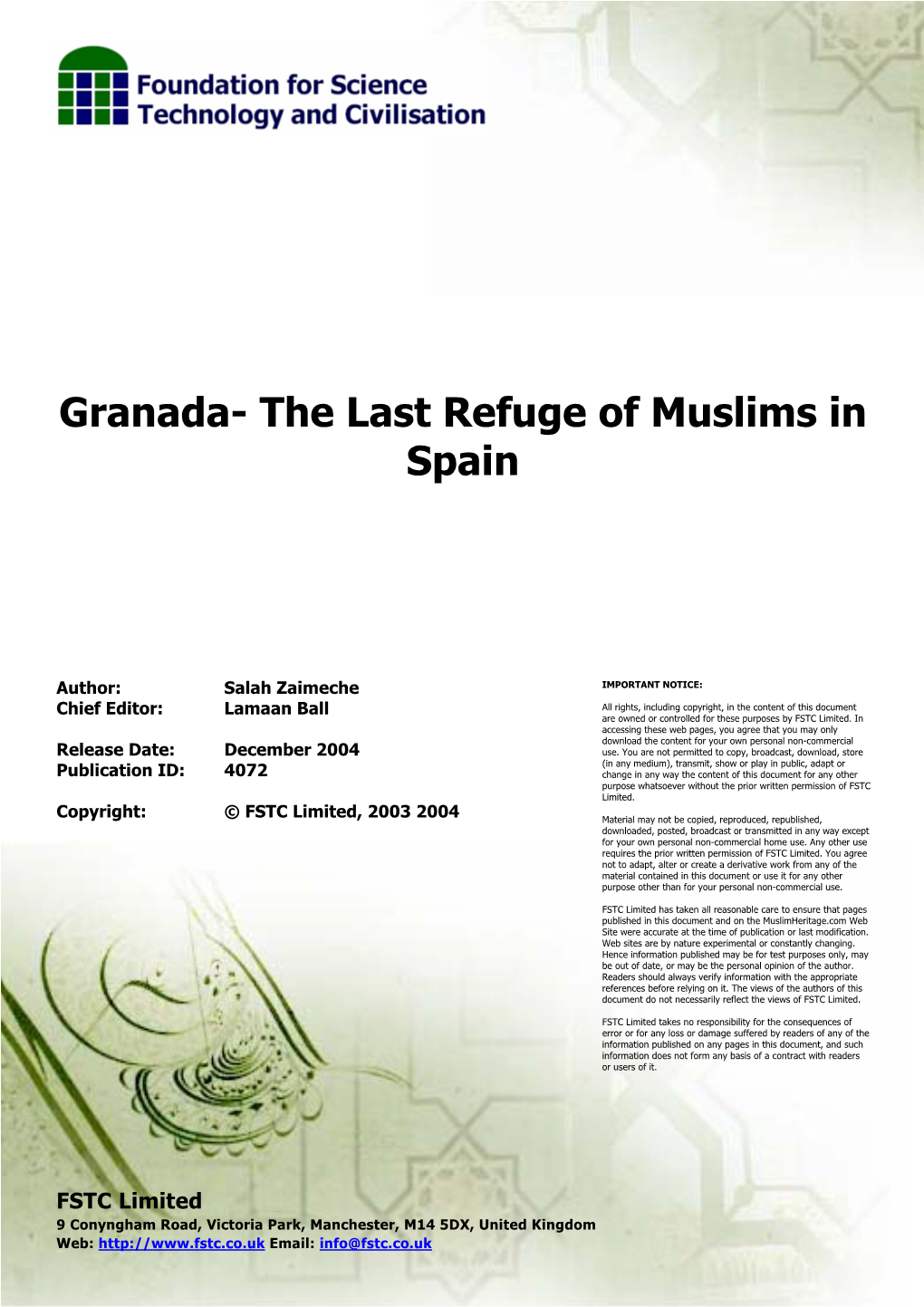 Granada- the Last Refuge of Muslims In