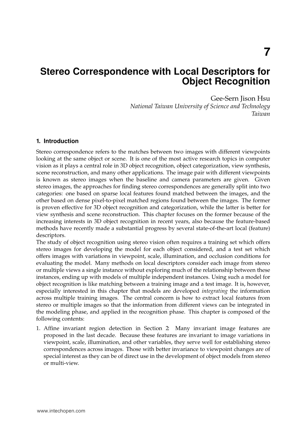 Stereo Correspondence with Local Descriptors for Object Recognition