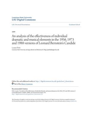 An Analysis of the Effectiveness of Individual Dramatic and Musical