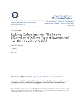 The Relative Effectiveness of Different Types of Environmental Tax: the Ac Se of New Zealand Frank G