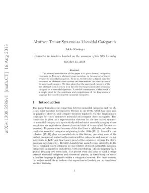 Abstract Tensor Systems As Monoidal Categories