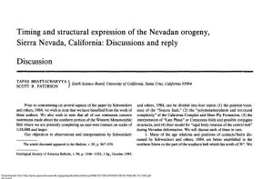 Timing and Structural Expression of the Nevadan Orogeny, Sierra Nevada, California: Discussions and Reply