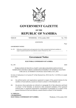 Government Gazette Republic of Namibia