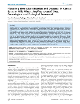 Flowering Time Diversification and Dispersal in Central Eurasian Wild Wheat Aegilops Tauschii Coss.: Genealogical and Ecological Framework