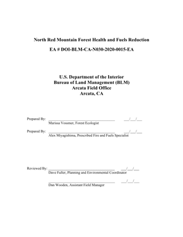 North Red Mountain Forest Health and Fuels Reduction EA # DOI-BLM