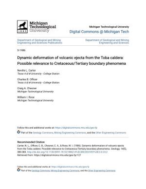 Dynamic Deformation of Volcanic Ejecta from the Toba Caldera: Possible Relevance to Cretaceous/Tertiary Boundary Phenomena
