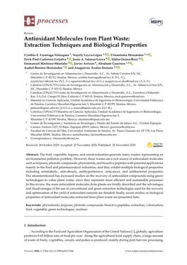 Antioxidant Molecules from Plant Waste: Extraction Techniques and Biological Properties
