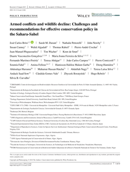 Armed Conflicts and Wildlife Decline: Challenges and Recommendations for Effective Conservation Policy in the Sahara&#X02010