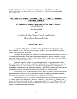 Isothermal Flow Calorimetric Investigations of the D/Pd System