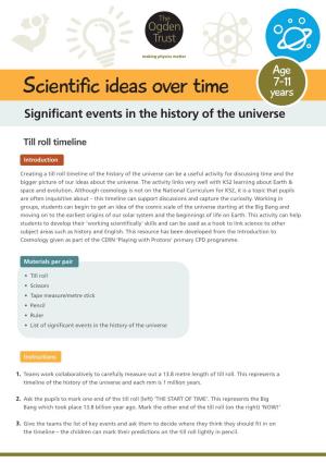 Scientific Ideas Over Time Years Significant Events in the History of the Universe