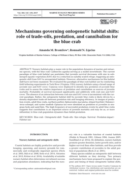 Mechanisms Governing Ontogenetic Habitat Shifts: Role of Trade-Offs, Predation, and Cannibalism for the Blue Crab
