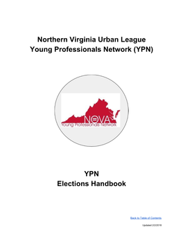 Northern Virginia Urban League Young Professionals Network (YPN) YPN Elections Handbook