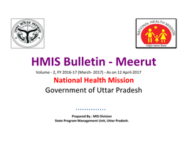 Meerut Volume - 2, FY 2016-17 (March- 2017) - As on 12 April-2017 National Health Mission Government of Uttar Pradesh