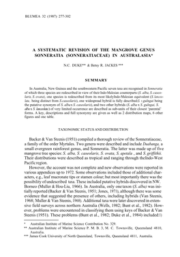 A Systematic Revision of the Mangrove Genus Sonneratia (Sonneratiaceae) in Australasia*