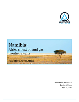 Namibia: Africa’S Next Oil and Gas Frontier Awaits