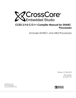 CCES 2.9.0 C/C++ Compiler Manual for SHARC Processors