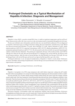 Prolonged Cholestatic As a Typical Manifestation of Hepatitis a Infection: Diagnosis and Management