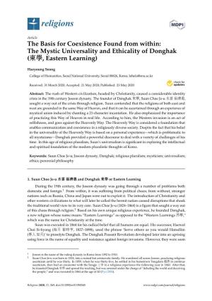 The Mystic Universality and Ethicality of Donghak (東東東學學學, Eastern Learning)