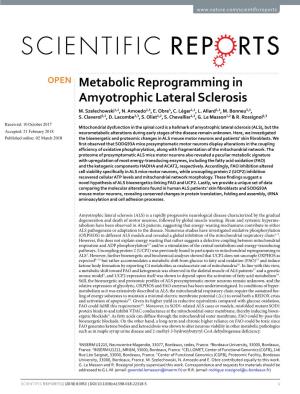 Metabolic Reprogramming in Amyotrophic Lateral Sclerosis M