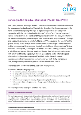 Dancing in the Rain by John Lyons (Peepal Tree Press)