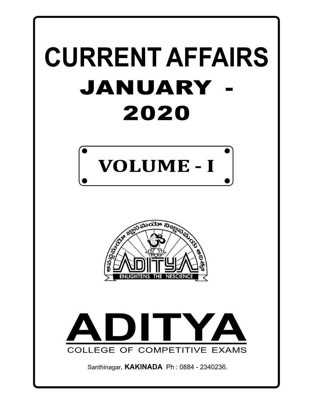 Current Affairs January - 2020
