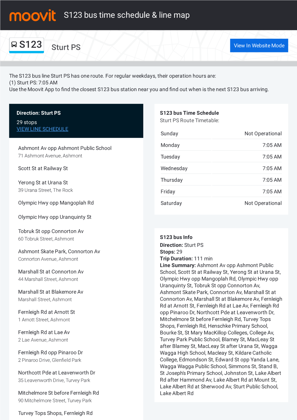 S123 Bus Time Schedule & Line Route