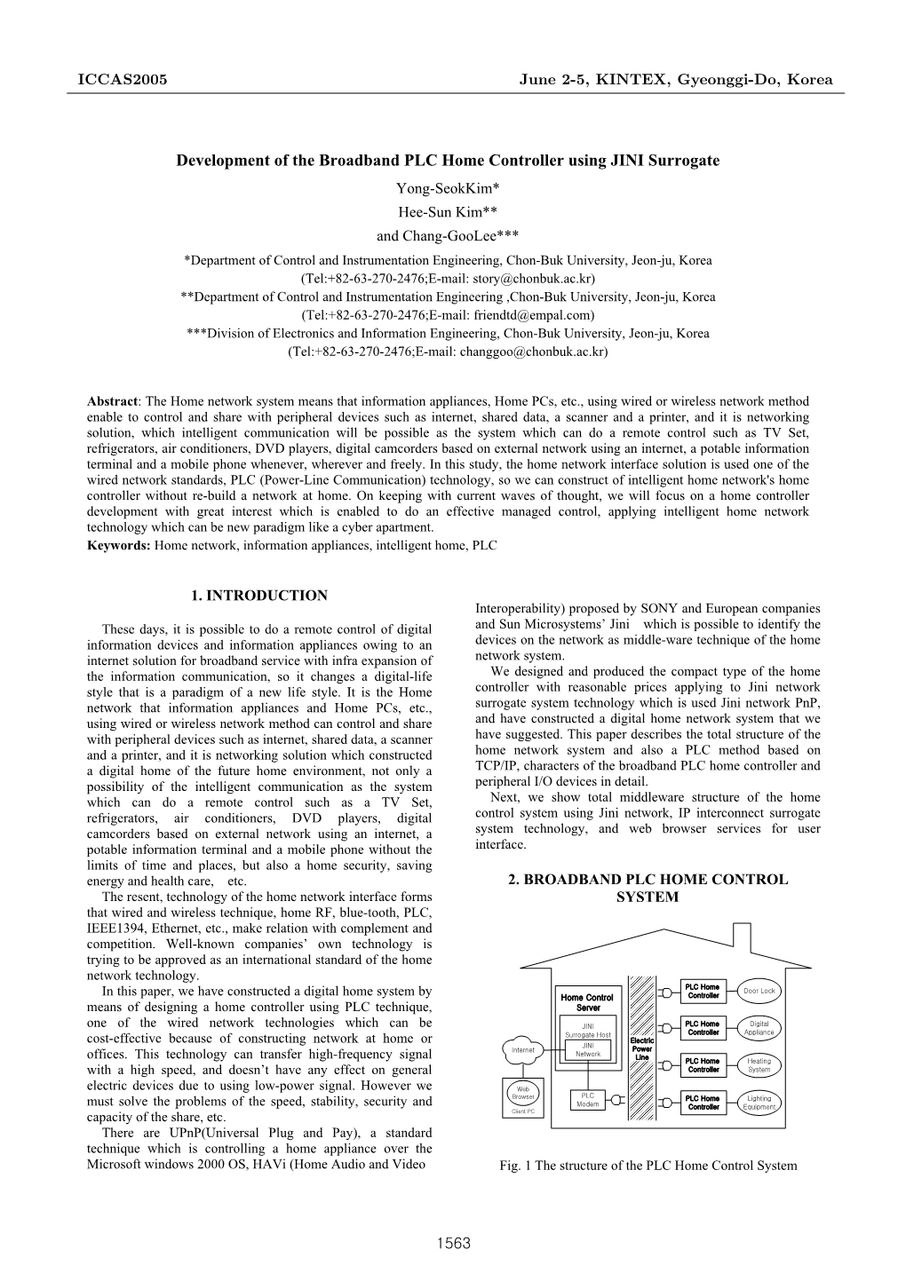 Development of the Broadband PLC Home Controller Using JINI Surrogate