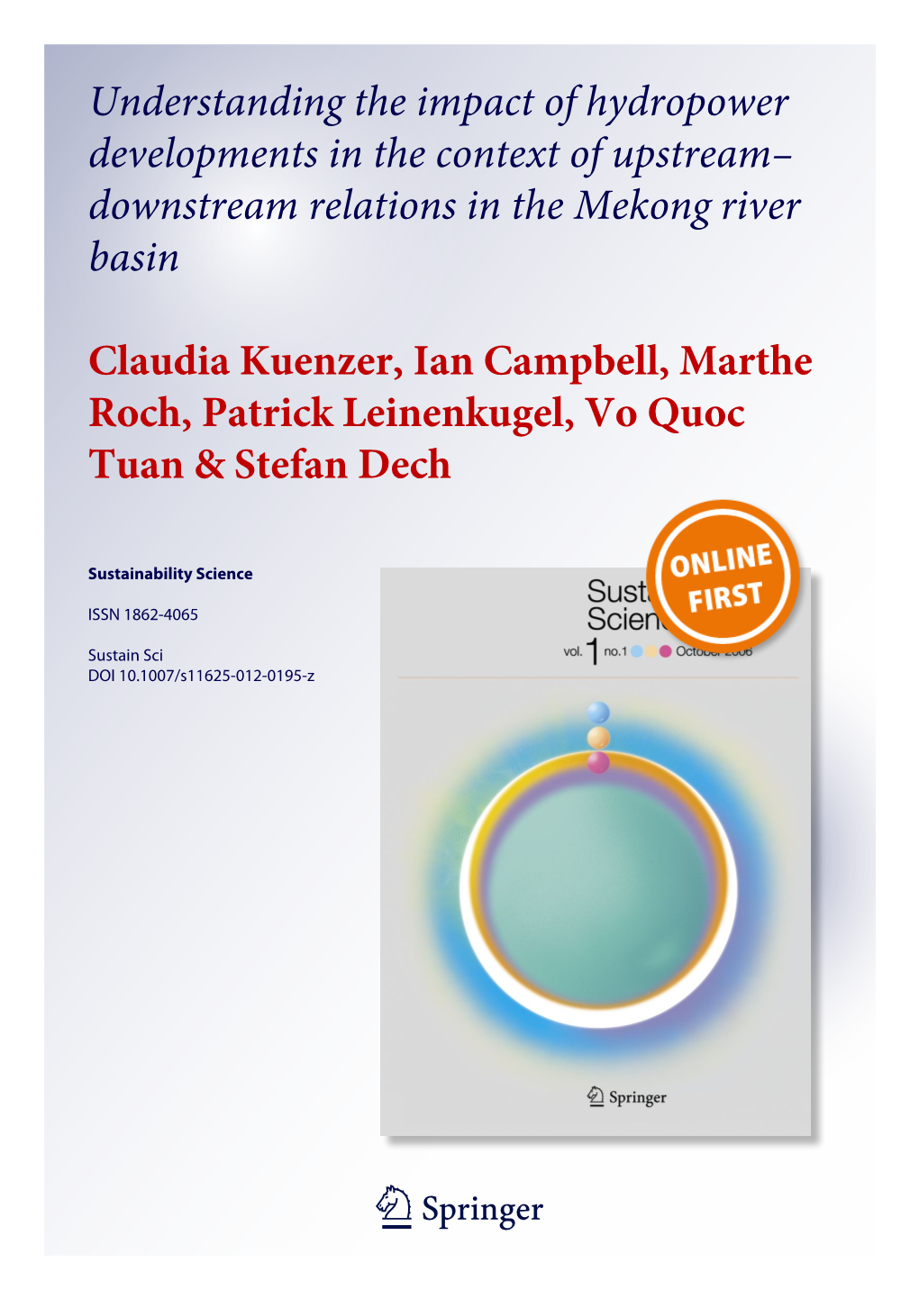 Downstream Relations in the Mekong River Basin