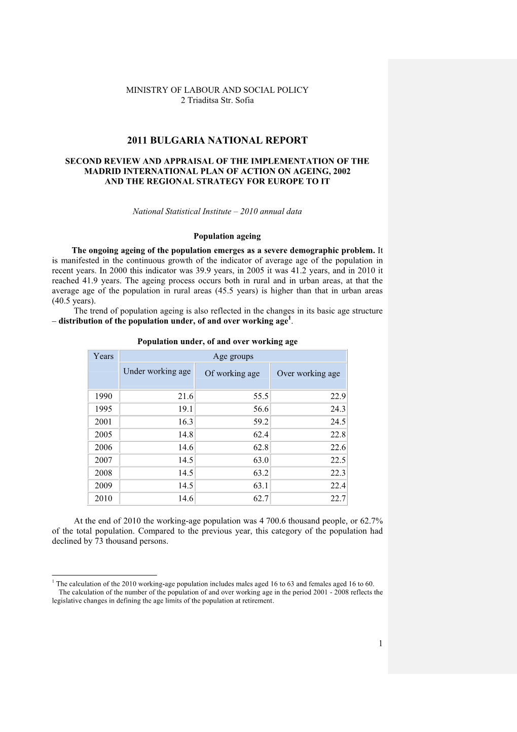 2011 Bulgaria National Report