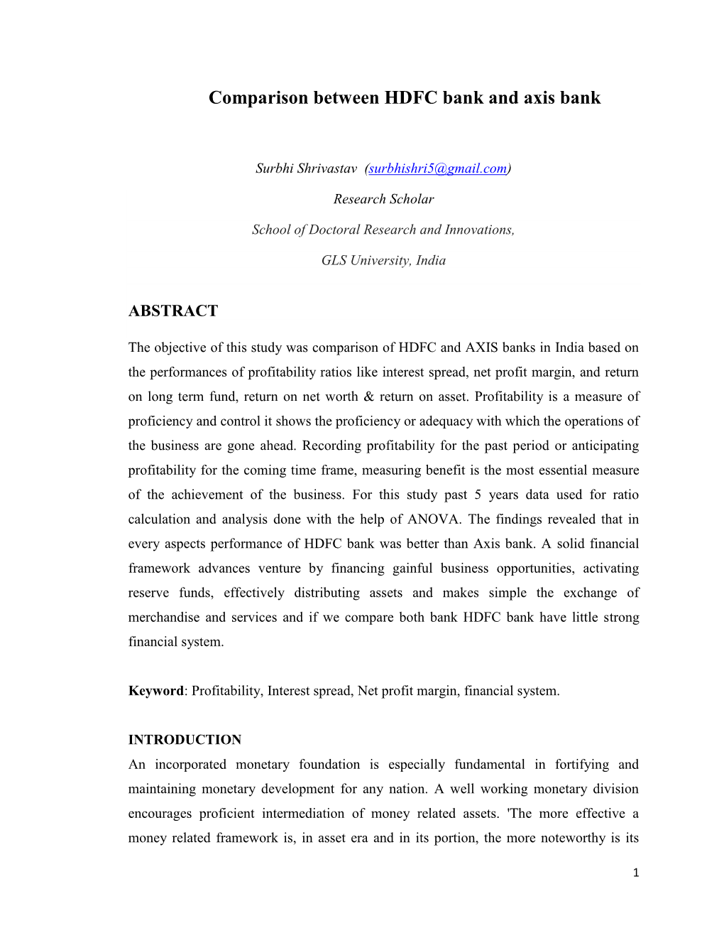 Comparison Between HDFC Bank and Axis Bank