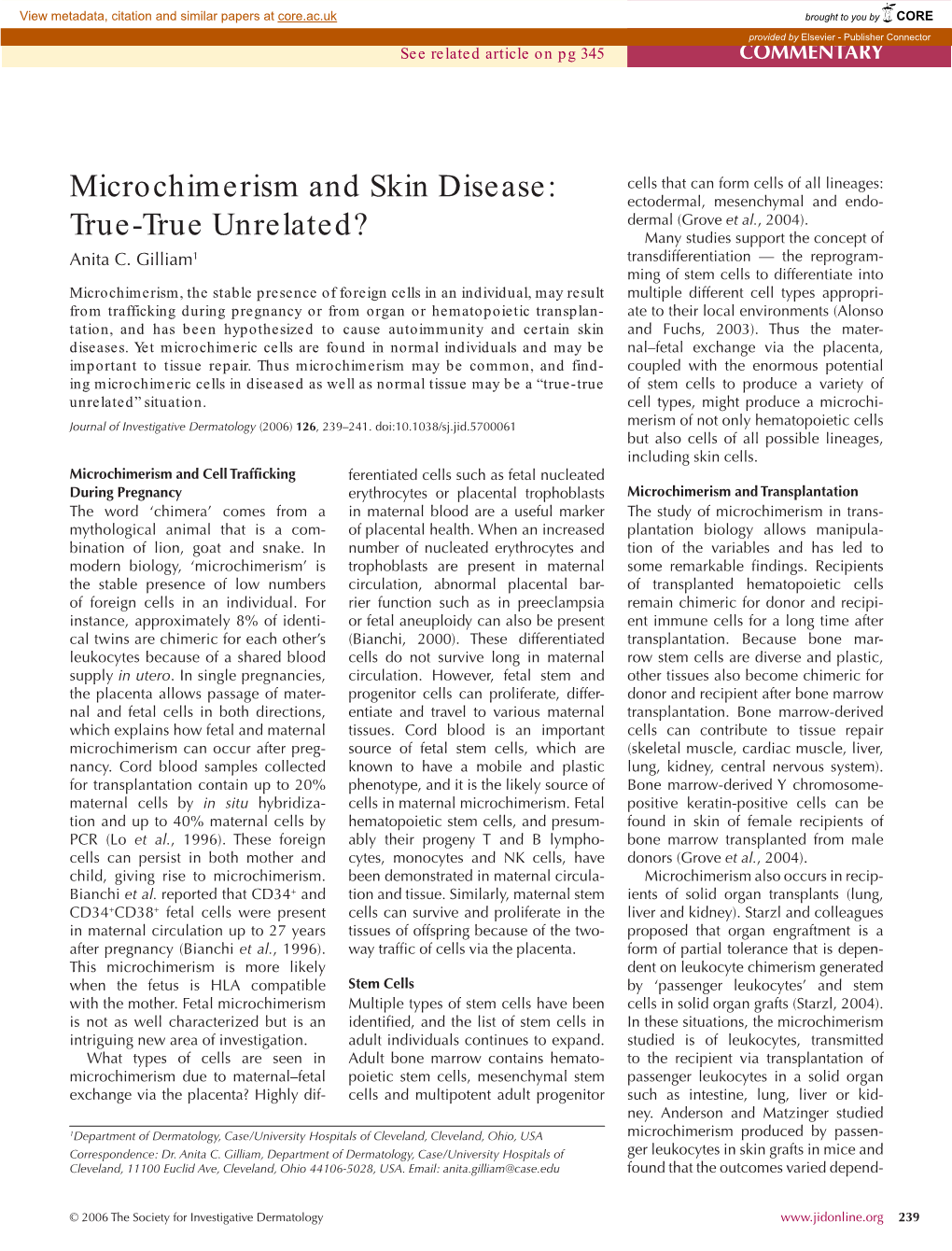 Microchimerism and Skin Disease: True-True Unrelated?