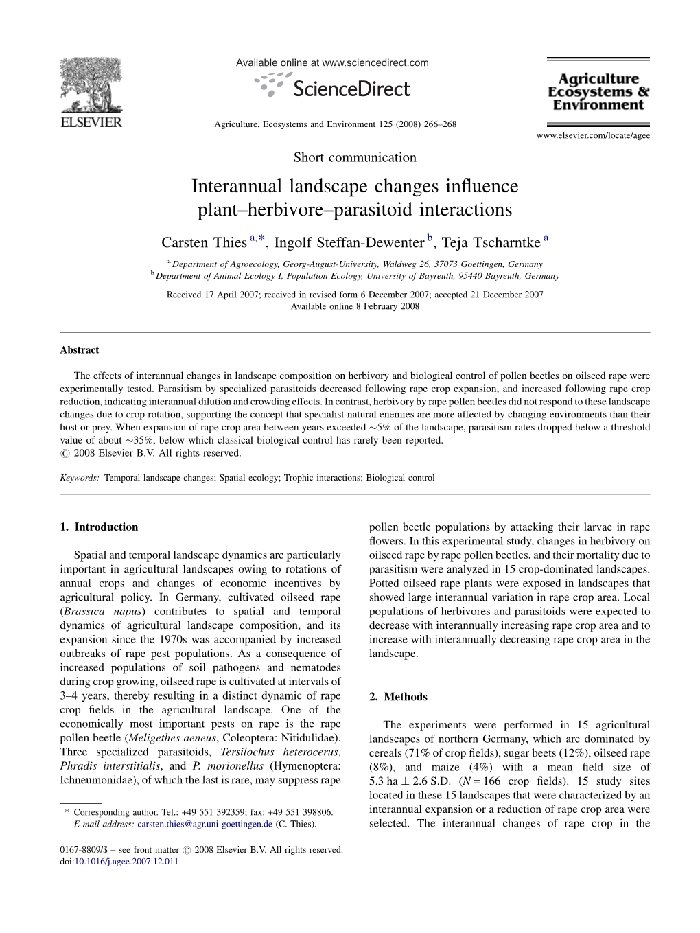 Interannual Landscape Changes Influence Plant–Herbivore