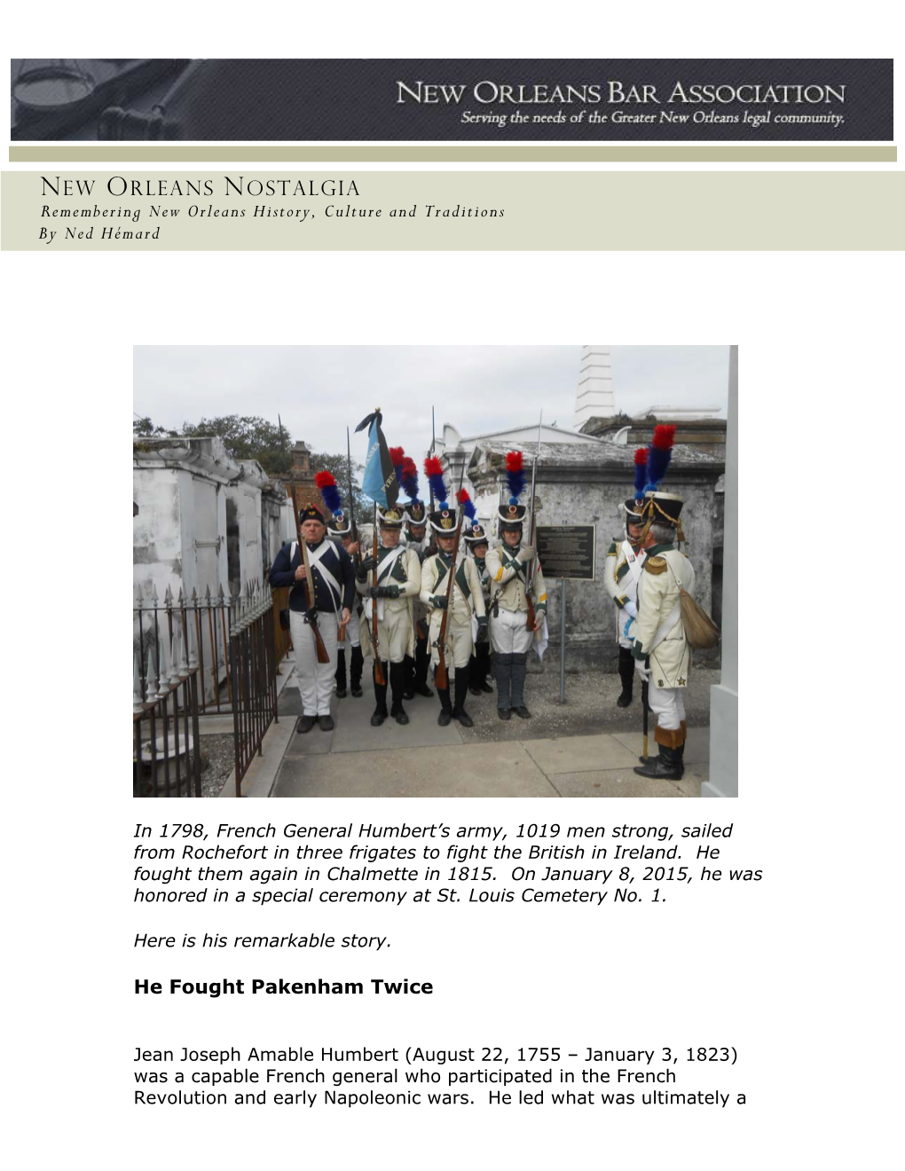 NEW ORLEANS NOSTALGIA Remembering New Orleans History, Culture and Traditions by Ned Hémard