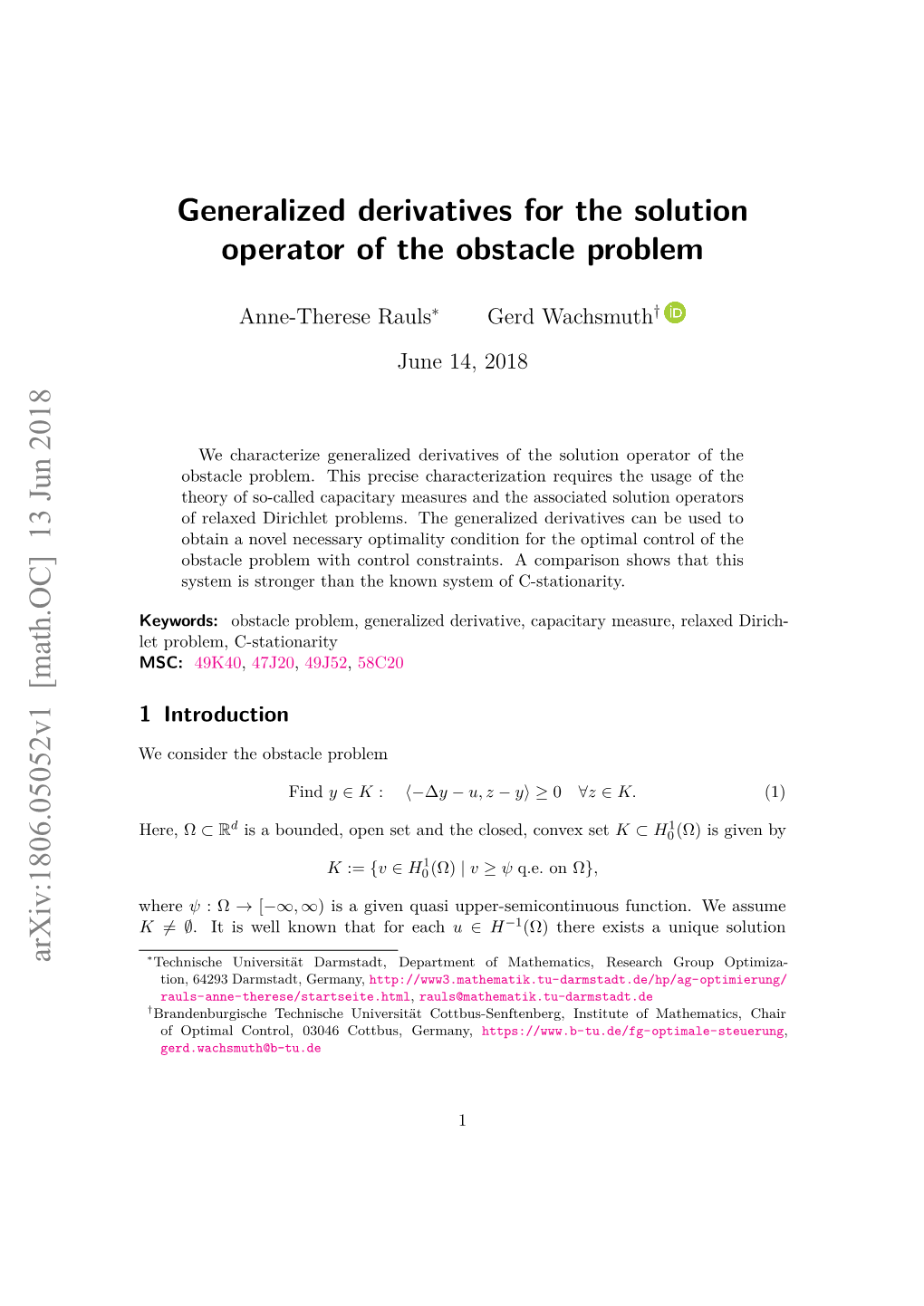 Generalized Derivatives for the Solution Operator of the Obstacle Problem