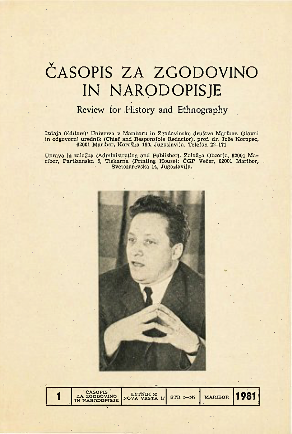 GASOPIS ZA ZGODOVINO in NARODOPISJE Review for History and Ethnography