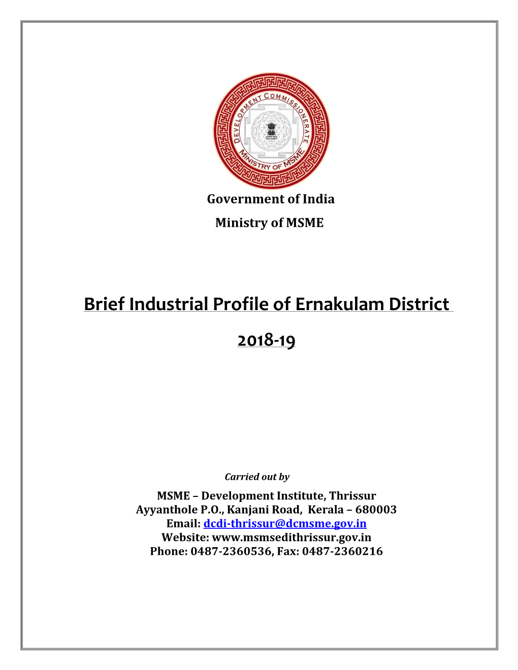 Industrial Profile- Ernakulam District 2018-19