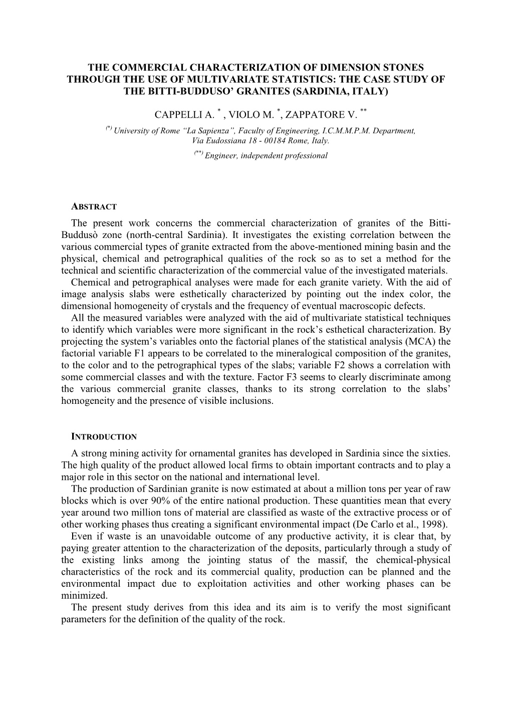 The Commercial Characterization of Dimension Stones Through the Use of Multivariate Statistics: the Case Study of the Bitti-Budduso’ Granites (Sardinia, Italy)