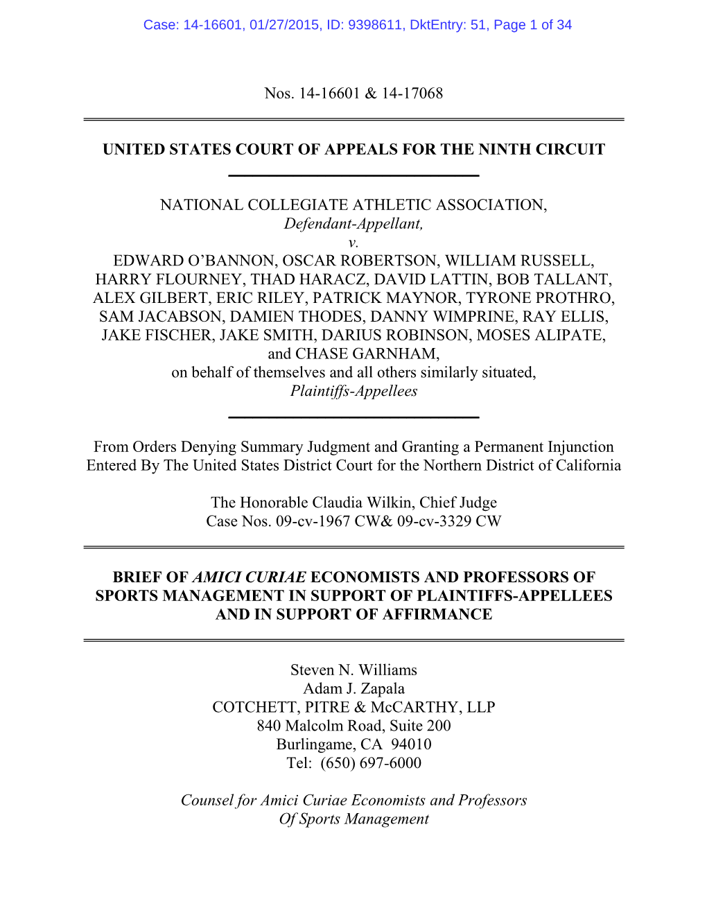 Nos. 14-16601 & 14-17068 UNITED STATES COURT OF