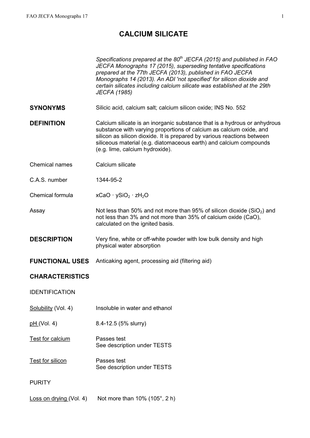 Calcium Silicate