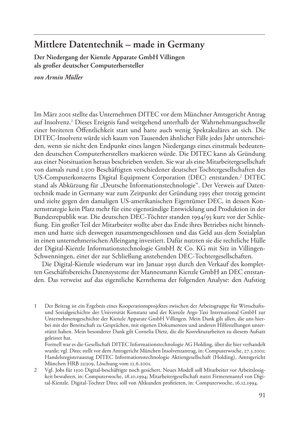 Mittlere Datentechnik – Made in Germany Der Niedergang Der Kienzle Apparate Gmbh Villingen Als Großer Deutscher Computerhersteller Von Armin Müller