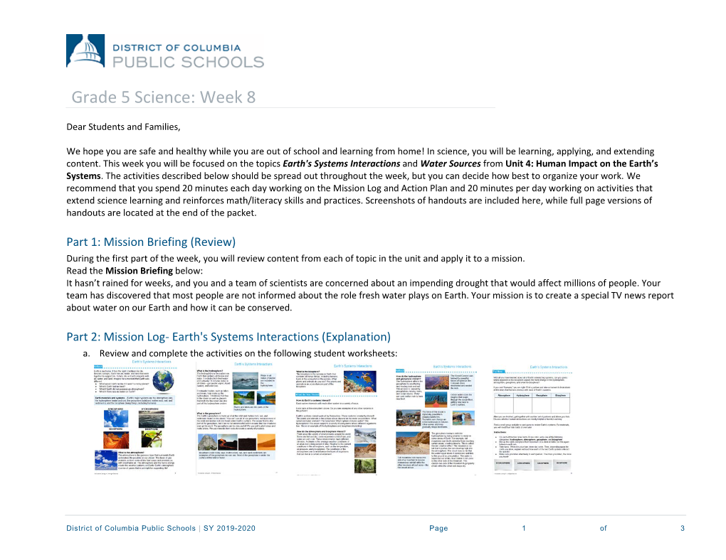 Grade 5 Science: Week 8