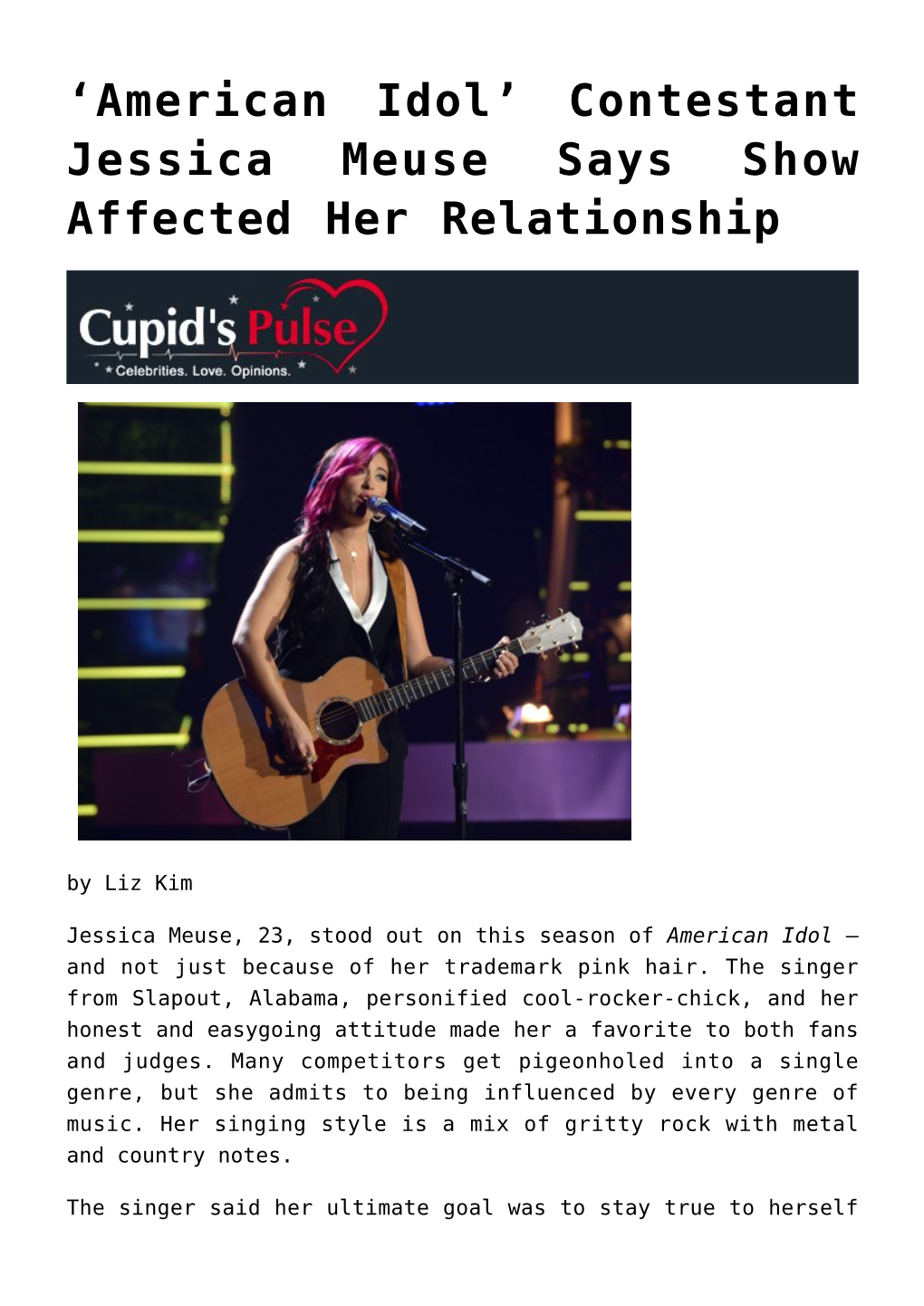 'American Idol' Contestant Jessica Meuse Says Show Affected Her