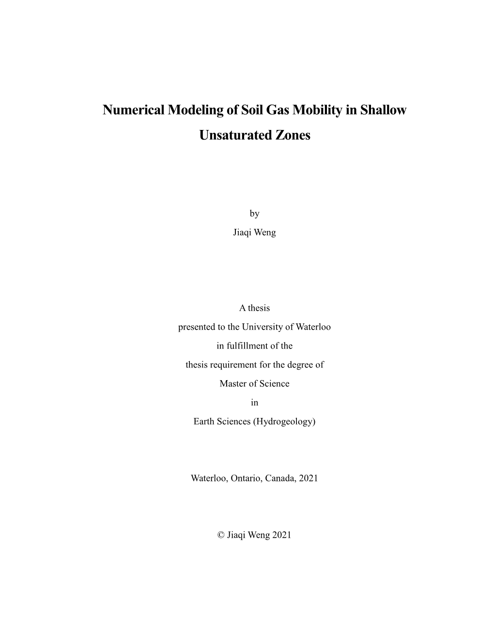 Numerical Modeling of Soil Gas Mobility in Shallow Unsaturated Zones