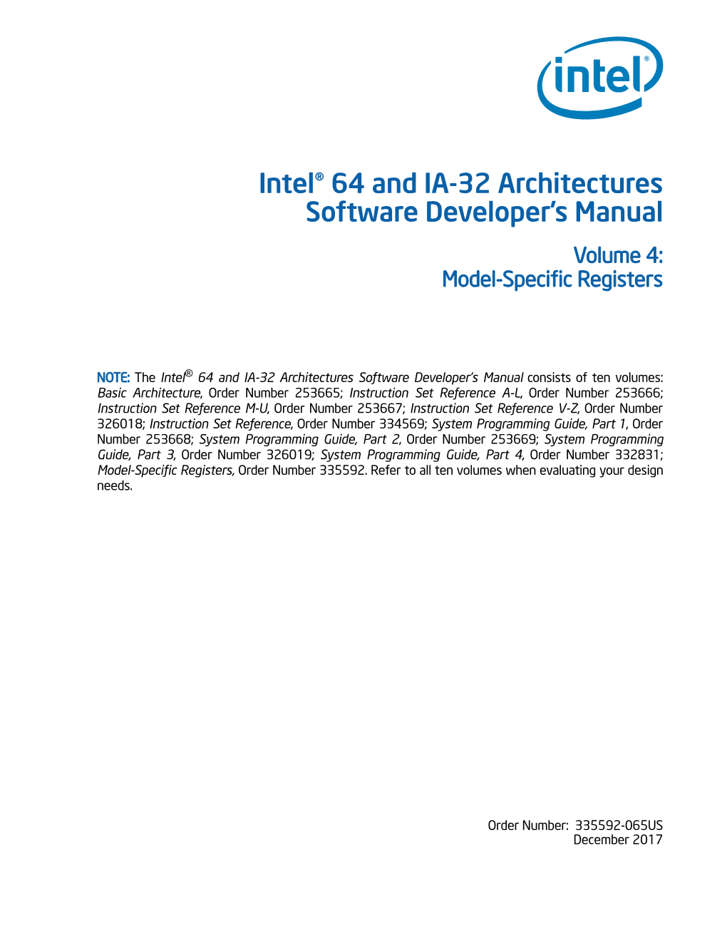 Intel® 64 and IA-32 Architectures Software Developer's Manual