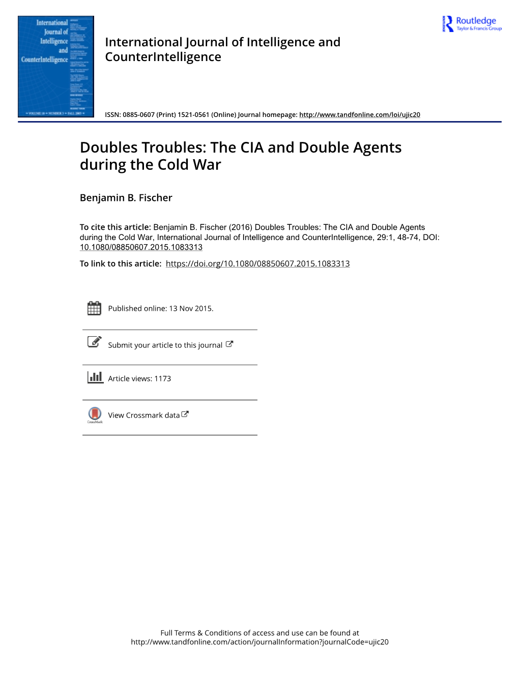 Doubles Troubles: the CIA and Double Agents During the Cold War