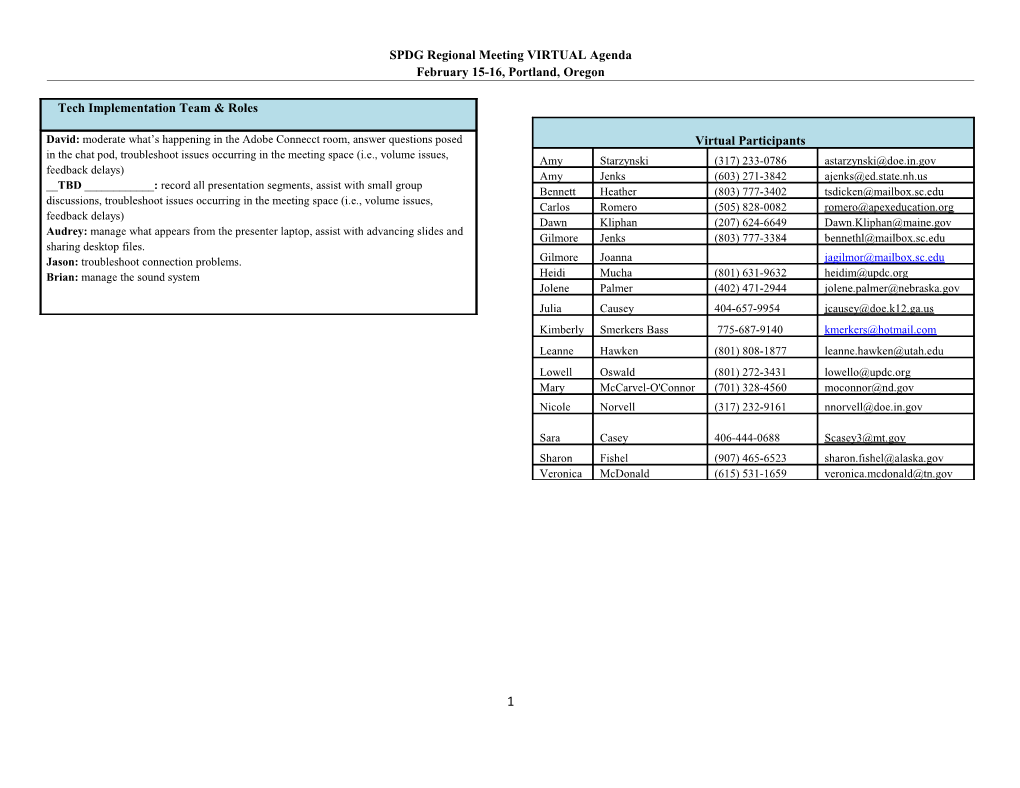 SPDG Regional Meeting VIRTUAL Agenda